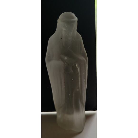 Vintage Nativity Set Frosted Glass 6 Pc Miniature Nativity No Box Approx 3" GC - Picture 5 of 13